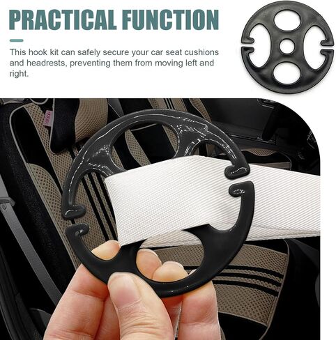 Shakas 24 PCS Car Seat Cover Hook, Plum Blossom Plastic Disc with Metal Hook Combination Set, Cushion Elastic Band Anti-slip Fixed Buckle, for Most Cars Seat Cover Installation Replacement (Black) in Saudi Arabia