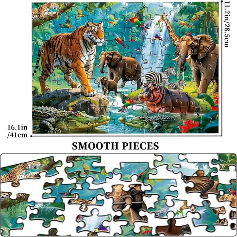 Puzzles for Kids Ages 4-6, 2 x 100 Pieces Jigsaw Puzzles for Kids Ages 3 4 5 6, Forest Animals and Underwater Ocean Puzzle Learning & Educational Games Birthday Xmas Gift for Boys Girls Toddlers 3-8 in Saudi Arabia