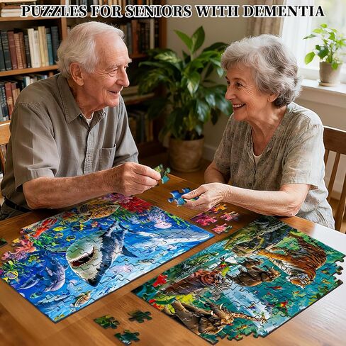 Puzzles for Kids Ages 4-6, 2 x 100 Pieces Jigsaw Puzzles for Kids Ages 3 4 5 6, Forest Animals and Underwater Ocean Puzzle Learning & Educational Games Birthday Xmas Gift for Boys Girls Toddlers 3-8 in Saudi Arabia