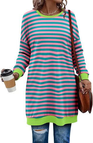 KISSMODA Women's Long Sleeve Tunic Tops Fall for Leggings Casual Long Tunics with Pockets T Shirts Loose S-3XL in Kuwait