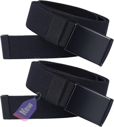 Stretch Belts for Men,2 Pieces Nylon Canvas Belt Casual Breathable Fabric Belt with Adjustable Metal Buckle,Unisex Belt for Work and Outdoor Sport in Saudi Arabia
