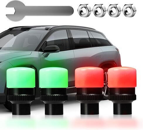 4 Pack 35PSI Flashing LED Tire Pressure Monitoring Valve Caps, Schrader Valve Fit, 1-Year Battery, Anti-Theft Lock, Aluminum Alloy – Universal for Car, SUV, Motorcycle, E-Bike (Black) in Saudi Arabia