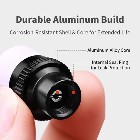 4 عبوات من أغطية صمامات مراقبة ضغط الإطارات LED وامضة 35 رطل لكل بوصة مربعة، صمام شريدر مناسب، بطارية لمدة عام واحد، قفل مضاد للسرقة، سبائك الألومنيوم - عالمية للسيارة وسيارات الدفع الرباعي والدراجات النارية والدراجة الإلكترونية (أسود) in Kuwait