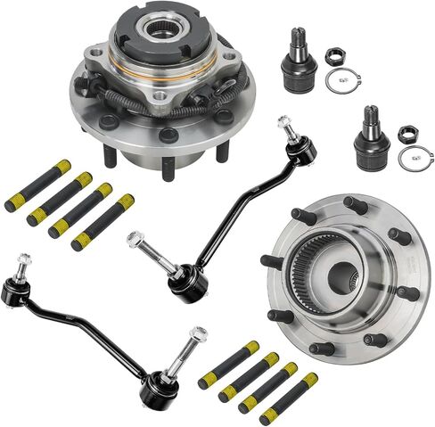 محور ديترويت - مجموعة محاور محمل العجلات الأمامية 6 قطع لـ 2000-2004 Ford F-250 F-350 F-450 F-550 Super Duty [4x4؛ DRW]، 2 محاور محمل للعجلات، 2 قضبان متمايلة، 2 مفاصل كروية سفلية 2001 2002 2003 استبدال in Saudi Arabia