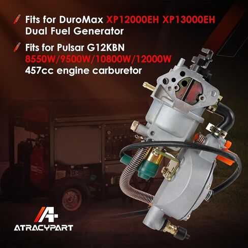 XP13000EH المكربن ​​يناسب DuroMax XP12000EH XP13000EH مولد الوقود المزدوج بولسار G12KBN 8550 واط 9500 واط 10800 واط 12000 واط 457CC طقم الكربوهيدرات المحرك مع فلتر الوقود قابس الإشعال وحشيات in Kuwait