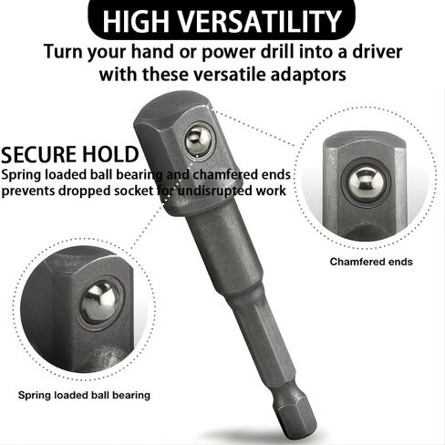 8PCS Drill Socket Adapter Set – Alloy Steel Short & Long Extension Bars, 1/2" 3/8" 1/4" Drive Impact Socket Adapters for Power Tools & Automotive Repairs in Saudi Arabia