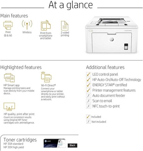 طابعة HP LaserJet Pro M203dw، بيضاء (متجددة) in Saudi Arabia