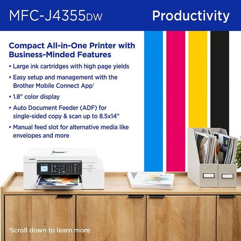 حزمة طابعة Brother INKvestment MFC-J4355DW اللاسلكية الكل في واحد النافثة للحبر مع حزمة حماية لمدة 26 شهرًا من Deco Gear CPS، وأساسيات الطابعة Tech Smart USA، وكابل الطابعة الأساسية Deco وكابل HDMI in Saudi Arabia