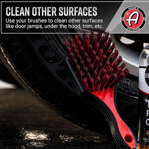 Adam's Wheel & Tire Brush Kit (3-Item) - Includes Wheel Brush, Tire Brush & Barrel Brush for Cleaning Rubber, Plastic, Chrome, Metal, Aluminum, Rim & Spoke Surfaces in Saudi Arabia