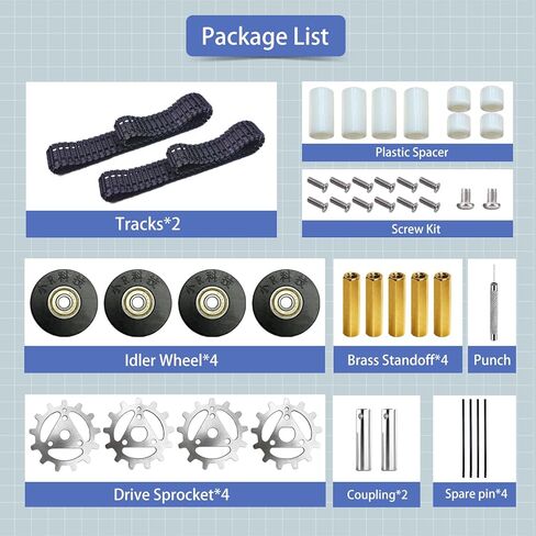 Adjustable Robot Tank Track Kit with Drive Gears & Pin Removal Tool – Durable Tracks for DIY RC Cars, Robotics Projects, and Model Vehicles in Saudi Arabia