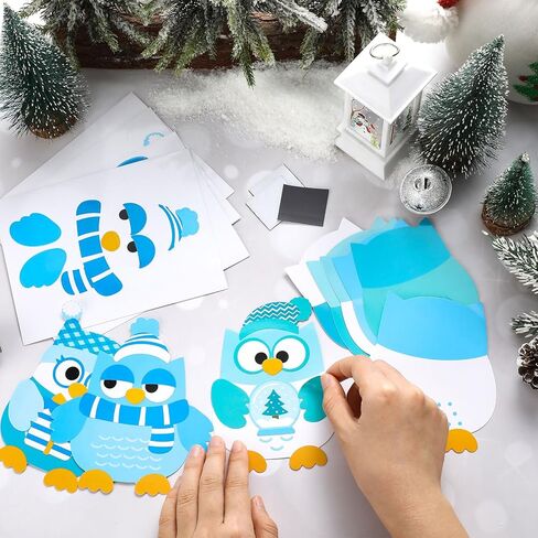 30 مجموعة من أدوات حرفة الشتاء DIY بومة الشتاء المغناطيسية الفنية الحرفية اصنع ملصق بومة عيد الميلاد الخاص بك من أجل أنشطة ممتعة لحفلات عيد الميلاد في المنزل in Kuwait