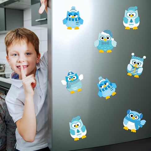 30 مجموعة من أدوات حرفة الشتاء DIY بومة الشتاء المغناطيسية الفنية الحرفية اصنع ملصق بومة عيد الميلاد الخاص بك من أجل أنشطة ممتعة لحفلات عيد الميلاد في المنزل in Kuwait