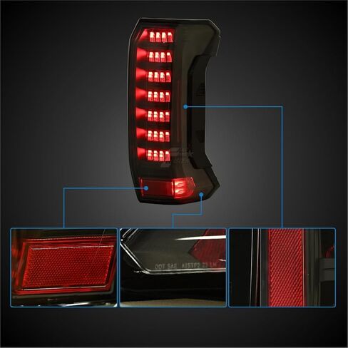 ضوء خلفي LED من SONAR مع تصميم دليل الضوء لسيارة Toyota Tundra 2022-2025، التوصيل والتشغيل، مقاوم للماء (غطاء أسود، عدسة شفافة) in Kuwait