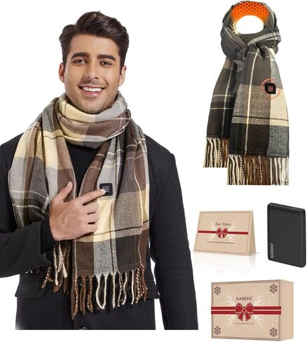 NABEKE Heated Scarf for Women and Men Rechargeable, Electric Scarf USB with Battery 3 Levels Temperatures Control Soft Warm Neck for Winter (Christmas Style) in Kuwait