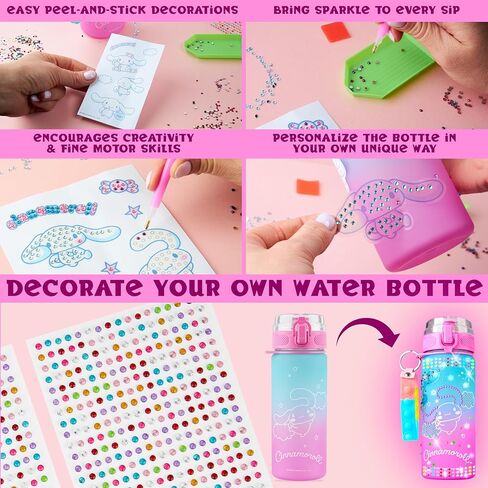 Get Trend Sanrio Hello Kitty Decorate Your Own Water Bottle Kit Girls, Teens, 18.6 fl oz, Stickers Kawaii Gifts for Girls (Multi Hello Kitty) in Saudi Arabia