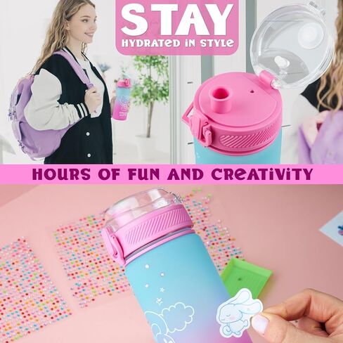Get Trend Sanrio Hello Kitty Decorate Your Own Water Bottle Kit Girls, Teens, 18.6 fl oz, Stickers Kawaii Gifts for Girls (Multi Hello Kitty) in Saudi Arabia