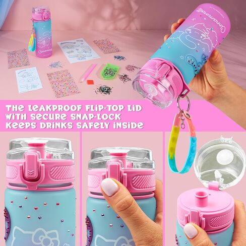 Get Trend Sanrio Hello Kitty Decorate Your Own Water Bottle Kit Girls, Teens, 18.6 fl oz, Stickers Kawaii Gifts for Girls (Multi Hello Kitty) in Saudi Arabia