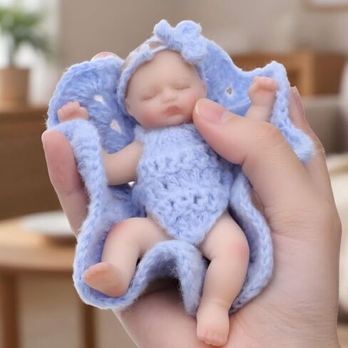 5 inch Mini Platinum Silicone Reborn Baby Doll, Tiny Silicone Baby Dolls，Realistic Newborn Baby Dolls Full Body Stress Relief, Decoration, Gifts, Collectible in Saudi Arabia