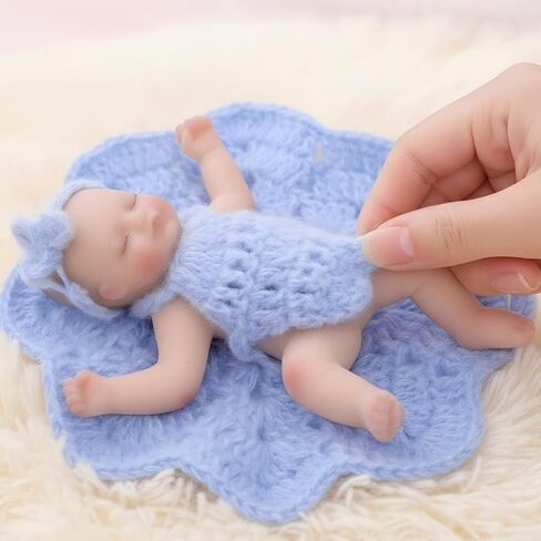 5 inch Mini Platinum Silicone Reborn Baby Doll, Tiny Silicone Baby Dolls，Realistic Newborn Baby Dolls Full Body Stress Relief, Decoration, Gifts, Collectible in Saudi Arabia