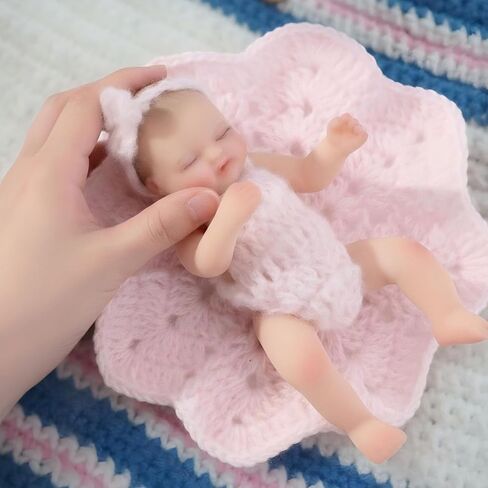 5 inch Mini Platinum Silicone Reborn Baby Doll, Tiny Silicone Baby Dolls，Realistic Newborn Baby Dolls Full Body Stress Relief, Decoration, Gifts, Collectible in Saudi Arabia