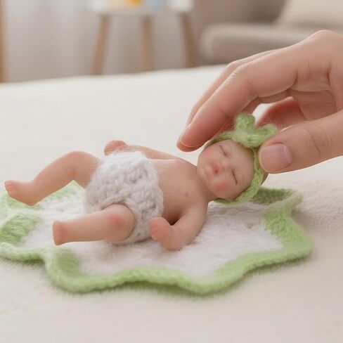 5 inch Mini Platinum Silicone Reborn Baby Doll, Tiny Silicone Baby Dolls，Realistic Newborn Baby Dolls Full Body Stress Relief, Decoration, Gifts, Collectible in Saudi Arabia