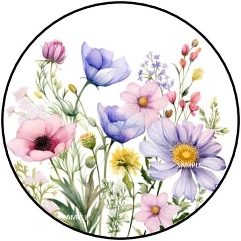 30 Pcs Wildflowers Stickers Favor Labels Tags Envelope Seals Stamps 1.5" Round Sticker for Packages Small Business Cards Letters Gifts Boxes, Floral, Flowers in Saudi Arabia