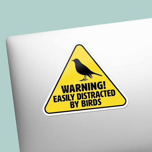 Easily Distracted by Birds Sticker for Hydroflask Water Bottle - Funny Birding Quote Laptop Decal - Cute Birdwatching Gift for Bird Nerds in Saudi Arabia