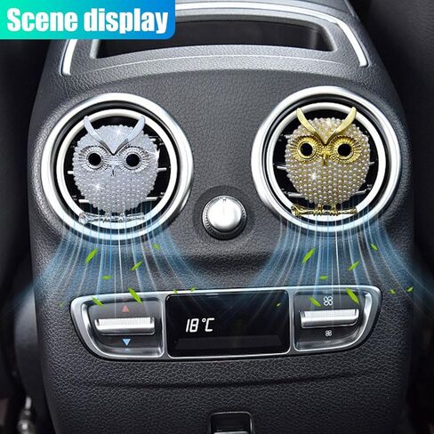 2PCS Bling Owl Car Air Vent Clips, Crystal Rhinestone Auto Air Conditioning Outlet Clip, Animal Air Freshener Diffuser Charm, Cute Car Interior Decoration Accessory for Women (Owl) in Saudi Arabia