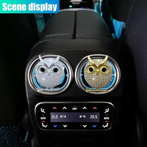 2PCS Bling Owl Car Air Vent Clips, Crystal Rhinestone Auto Air Conditioning Outlet Clip, Animal Air Freshener Diffuser Charm, Cute Car Interior Decoration Accessory for Women (Owl) in Saudi Arabia