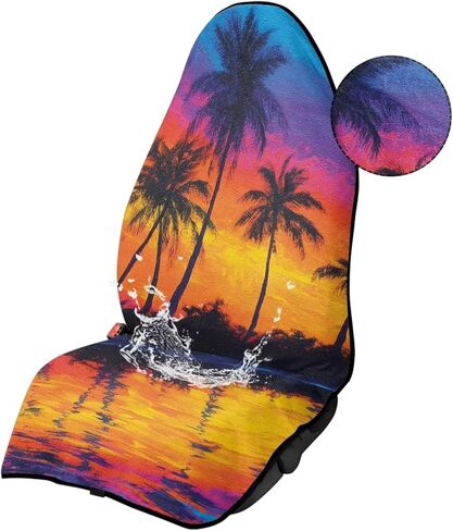 Car Seat Covers - Front Seats Sweat - Absorbent & Waterproof Towel Material, Ideal for Gym, Running, Swimming, Beach & Hiking - Fits Cars, SUVs, Trucks (Classic Black, 1 Piece) in Saudi Arabia