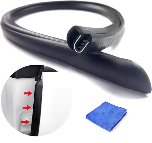 شريط ختم صامت للسيارة B-Pillar 2 قطعة * 0.8 متر مقاوم للرياح، مقاوم للغبار، إطار فولاذي مخفض للضوضاء مع إبزيم شريط مطاطي EPDM (أسود) in Saudi Arabia