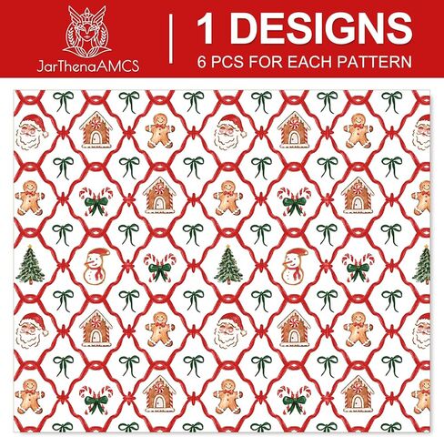 JarThenaAMCS Christmas Bow Wrapping Paper 6 Jumbo Sheets 27.6 x 39.4 Inch - Not Roll - Gingerbread Santa Candy Cane Gift Wrap Paper Folded Flat for DIY Crafts Xmas Winter Holiday Party in Saudi Arabia
