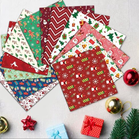 Scrapbook Paper 6x6 IN, 12 Sheets/12 Designs Double-Sided Textured Decorative Craft Paper for DIY Background Card Art Craft Making Photo Album -Merry Christmas in Saudi Arabia