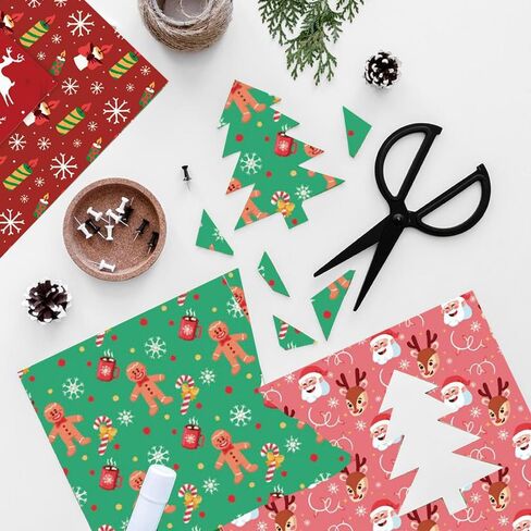Scrapbook Paper 6x6 IN, 12 Sheets/12 Designs Double-Sided Textured Decorative Craft Paper for DIY Background Card Art Craft Making Photo Album -Merry Christmas in Saudi Arabia