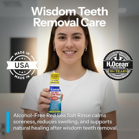 عبوتان من غسول الفم H2Ocean Healing Rinse - غسول الفم بملح البحر وإكسيليتول ذو المذاق الرائع للنفس المنعش والفم الجاف - خالي من الكحول والفلورايد - نعناع المحيط القطبي الشمالي، 16oz in Saudi Arabia