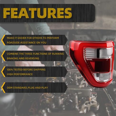 Dasbecan Left Driver Side Tail Light Compatible with 2021 2022 2023 Ford F150 King Ranch | Lariat | Limited | Platinum With Blind spot module install location Rear Taillight LED Type in Saudi Arabia