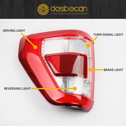 Dasbecan Left Driver Side Tail Light Compatible with 2021 2022 2023 Ford F150 King Ranch | Lariat | Limited | Platinum With Blind spot module install location Rear Taillight LED Type in Saudi Arabia