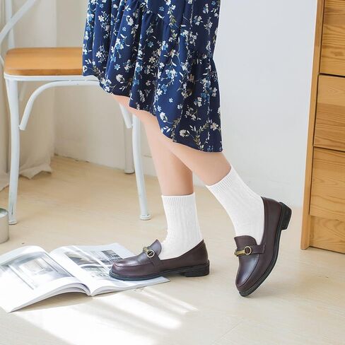 Mcool Mary Women's Crew Socks, Breathable Thin Cotton Cute Scalloped Edges Frilly Ankle Socks for Women 6 Pairs in Kuwait