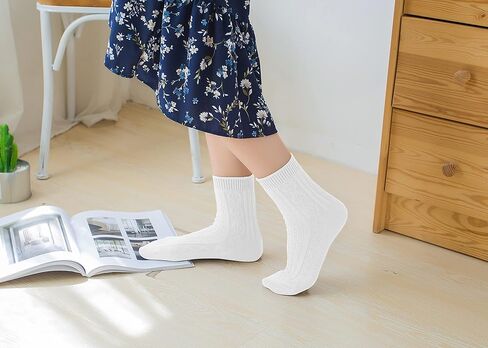 Mcool Mary Women's Crew Socks, Breathable Thin Cotton Cute Scalloped Edges Frilly Ankle Socks for Women 6 Pairs in Kuwait