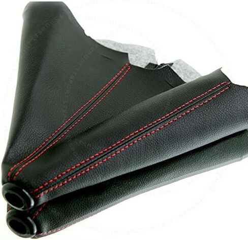 Black Manual Transmission Gear Shift Knob Stick Shifter Boot Cover Red Stitch in Saudi Arabia