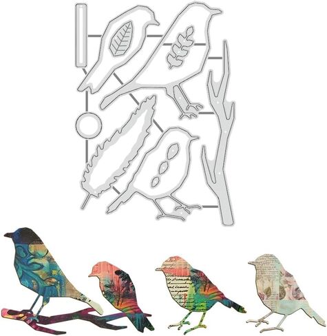 Bird Pattern Carbon Steel Cutting Dies - Tree Branch Bird Silhouette DIY Scrapbooking Metal Embossing & Leaf Stencil for Album Paper Card Art Craft in Saudi Arabia