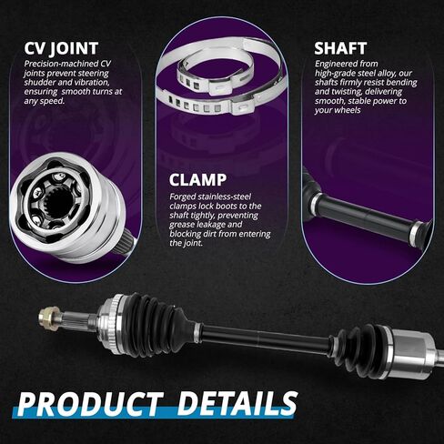 [4-Wheel ABS] Front Right CV Axle Assembly Replacement for 1992 1993 1994 1995 1996 1997 1998 1999 2000 Honda Civic, 1997 1998 1999 2000 EL, Passenger Side 60-4064 in Saudi Arabia
