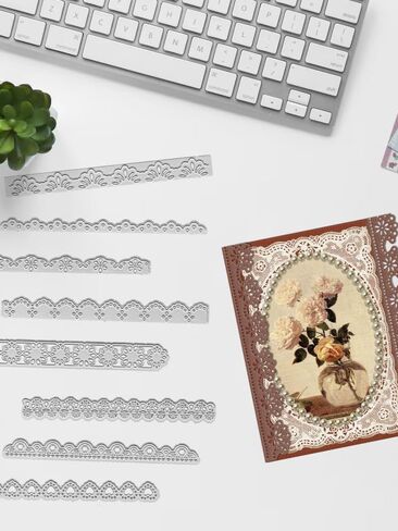 12 PCS Metal Flower Lace Frame Cutting Dies, Flower Edge Border Die Cuts Embossing Stencils Lace Card Border Template Mould for Card Scrapbooking and DIY Craft Album Paper Card Decor in Saudi Arabia