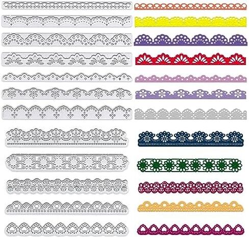 12 PCS Metal Flower Lace Frame Cutting Dies, Flower Edge Border Die Cuts Embossing Stencils Lace Card Border Template Mould for Card Scrapbooking and DIY Craft Album Paper Card Decor in Saudi Arabia