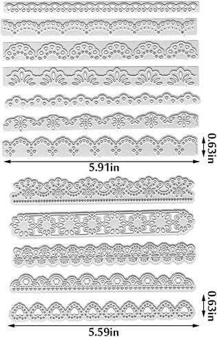 12 PCS Metal Flower Lace Frame Cutting Dies, Flower Edge Border Die Cuts Embossing Stencils Lace Card Border Template Mould for Card Scrapbooking and DIY Craft Album Paper Card Decor in Saudi Arabia