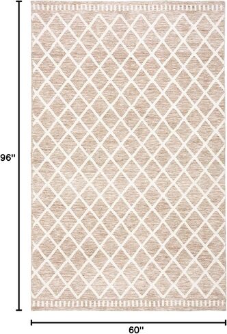 سجادة SAFAVIEH Easy Care Collection - 2'3" x 6'، بيج وعاجي، تصميم Boho Trellis، لا يتساقط ويسهل العناية به، يمكن غسله في الغسالة، مثالي للمناطق ذات الحركة العالية في غرفة المعيشة وغرفة النوم (ECR116B) in Kuwait