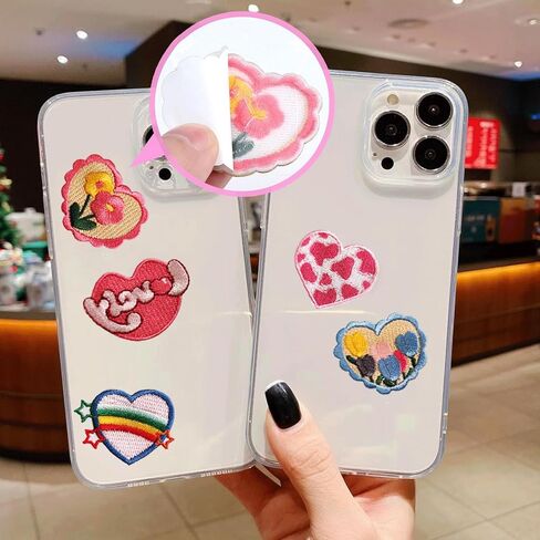 13PCS Self-Adhesive Heart Patches, Colorful Heart Embroidered Appliques, Mini Repair Sew on Emblem, Love Themes Embroidery Patches for Phone Case Clothes Hats Bags Jean DIY Sewing Craft Decoration in Saudi Arabia