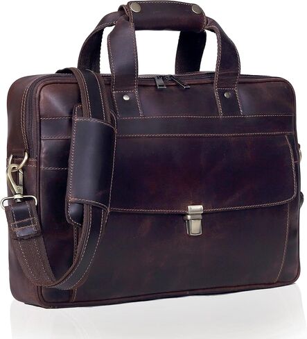 Leather Briefcase for Men and Women Vintage Laptop Messenger Bag 16 inches Handmade Professional Satchel Bag for Office Work Business Travel Unisex Shoulder Executive Bag in Saudi Arabia