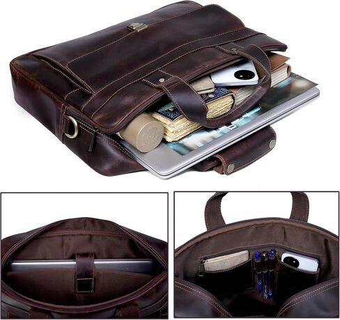 Leather Briefcase for Men and Women Vintage Laptop Messenger Bag 16 inches Handmade Professional Satchel Bag for Office Work Business Travel Unisex Shoulder Executive Bag in Saudi Arabia