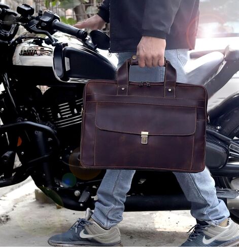 Leather Briefcase for Men and Women Vintage Laptop Messenger Bag 16 inches Handmade Professional Satchel Bag for Office Work Business Travel Unisex Shoulder Executive Bag in Saudi Arabia